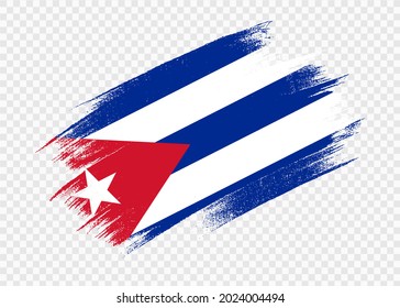 Bandera cubana con pincel texturado aislado en png o fondo transparente,Símbolo Cuba,plantilla para banner,publicidad, promoción, diseño,vector,top medalla de oro país deportivo