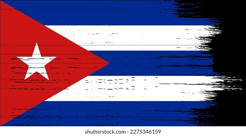 Cuba flag with brush paint textured isolated  on png or transparent background