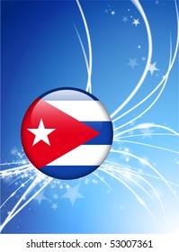 Cuba Flag Button on Abstract Modern Light Background Original Illustration