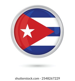 Cuba círculo redondo bandeira brilhante brilhante brilhante vetor 3D ilustração isolado para o Dia da Independência 10 outubro, Janeiro 1, Janeiro 2, Dia da Libertação, Dia Nacional da Rebelião 26 julho, bandeira, cartaz, folheto online