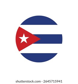 Botão Cuba Flag, Ícone redondo Cuba flag, Símbolo Cuba Flag Vetor