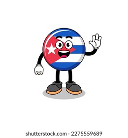 cuba flag cartoon doing wave hand gesture , character design