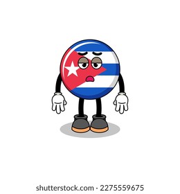 cuba flag cartoon with fatigue gesture , character design