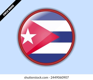 Insignia del círculo de la bandera de Cuba, diseño del Vector, emblema oval de Cuba, signo redondeado con reflexión, patriotismo y concepto de comercio, logotipo con la bandera del país