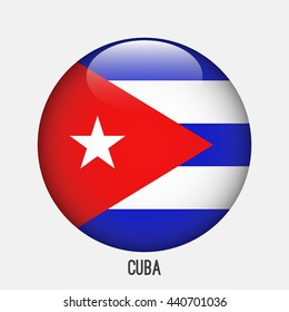 Cuba flag in circle shape. Transparent,glossy,glass button