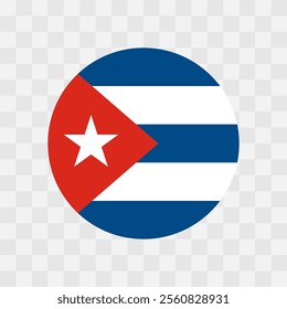 Cuba flag - circle vector flag isolated on checkerboard transparent background