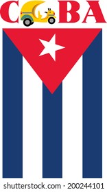cuba flag and coco taxi vector art