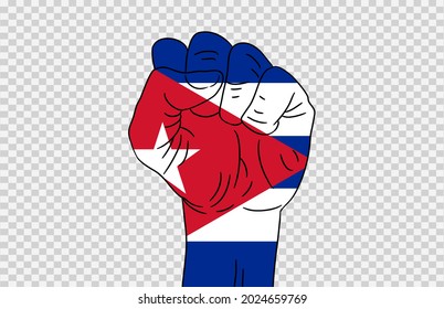 Cuba flag colored hand isolated on png or transparent  background, Symbols of Cuba template for banner,card,advertising ,promote,magazine,vector,top gold medal winner sport country