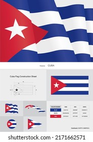 cuba flag construction sheet vector