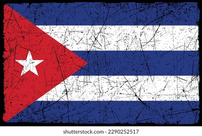 Cuba Flag Distressed Grunge Vintage Retro. Isolated on White Background