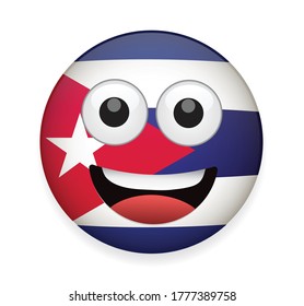 Cuba flag face vector illustration on white background.High quality emoticon vector on white background.Emoji vector.Flag emoticon.Flag emoji.