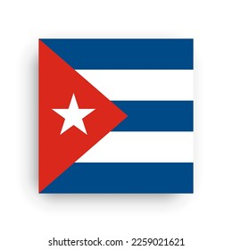 Cuba flag - flat vector square with sharp corners and dropped shadow.