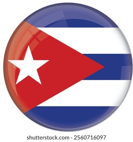 Cuba flag with glossy rounded button for football team and national emblem