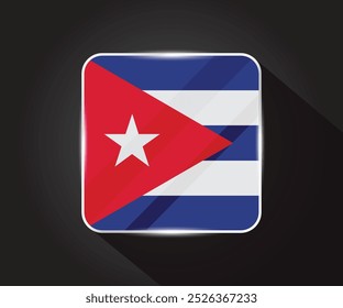 Cuba flag glossy square icon illustration 