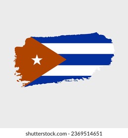 Bandera cubana con textura gruesa. Ilustración vectorial de la bandera cubana pintada con pincel con efecto grunge y trazo de acuarela. Feliz Día de la Independencia.