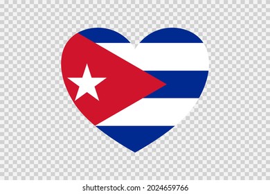 Cuba flag in heart shape isolated  on png or transparent  background,Symbols of Cuba, template for banner,card,advertising ,promote,vector, top gold medal sport winner country