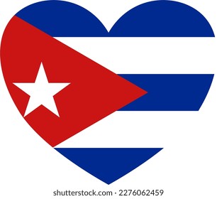 Cuba flag in heart shape isolated  on  transparent  background