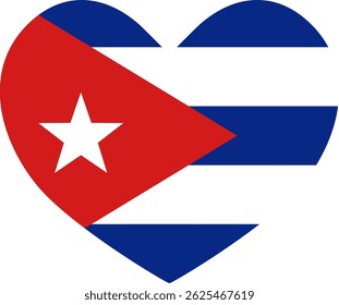 Bandeira de Cuba ícone em forma de coração ilustrador país bandeiras símbolo nação  