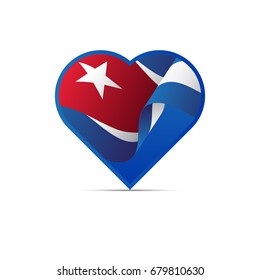 Cuba flag in heart. sign. vector illustration.