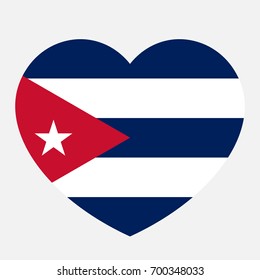 Cuba flag in the heart, vector illustration.