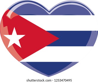 Cuba flag in a Heart vector, sticker