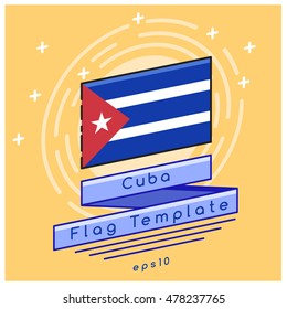 Cuba Flag  : Flag Icon With Festive Background : Vector Illustration