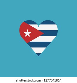 Cuba flag icon in a heart shape in flat design. Independence day or National day holiday concept.