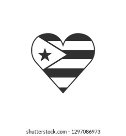 Cuba flag icon in a heart shape in black outline flat design. Independence day or National day holiday concept.