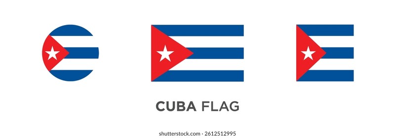 Cuba Flag, flag icon, rectangular flag, vector illustration, rectangular, square, round flag icon, isolated on white background