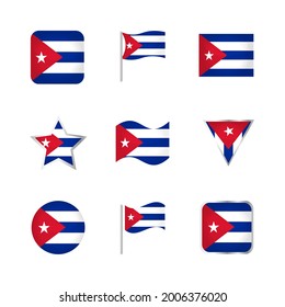 Cuba Flag Icons Set Stylish Design