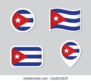 Iconos de la bandera cubana set.Ilustración vectorial.