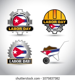 Cuba Flag with labour day design vector 