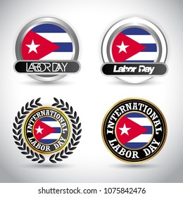Cuba Flag with labour day design vector 