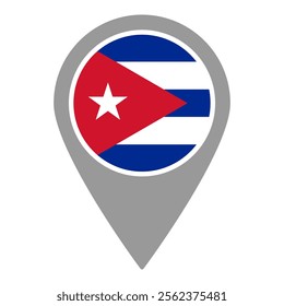Cuba flag location pin, flag application, Flag on Location Pin, graphic design, map pointer, vector illustration.