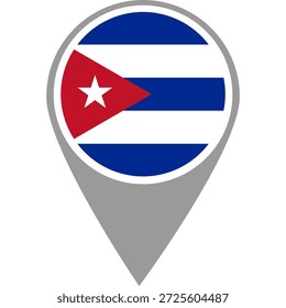 Cuba flag location pin, Cuba flag on location pin, Cuba map pointer in high quality