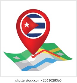 Cuba Flag Location Symbol Design
