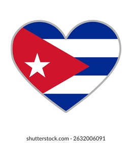 Cuba flag. Cuba love flag. Cuba flag in heart shape. Love symbol. Vector illustration