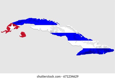 Cuba flag map