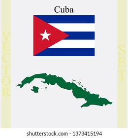 Cuba flag and map, abstract vector art illustration