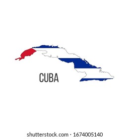 Kuba Flaggenplan. Die Flagge des Landes in Form von Grenzen. Stockillustration für Vektorillustrationen einzeln auf weißem Hintergrund.