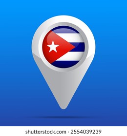 Cuba Flag Map Icon. Glossy icon. 3D. Vector Illustration.