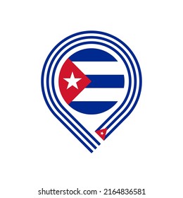 cuba flag map pin icon. vector illustration isolated on white background