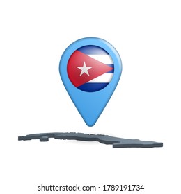 Cuba flag map pin on white
