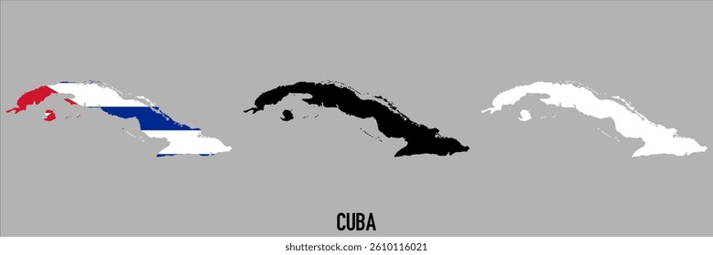 Cuba flag and map shape black and gray color.