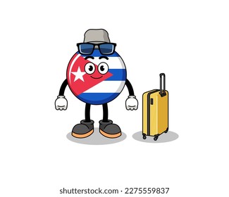 mascota de la bandera cuba haciendo vacaciones , diseño de caracteres