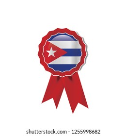 Cuba flag medal vector design.  Realistic 3D red color