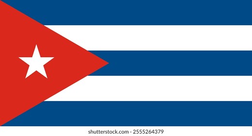 Cuba flag in official colors, dimensions and aspect ratio. Vector flag symbolizing national pride, identity, heritage, patriotism and authority