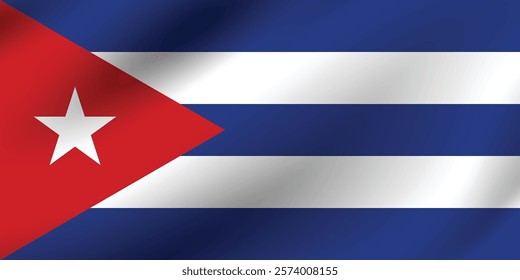 Cuba flag official colors and proportion digital vector illustration. Pleated flag.