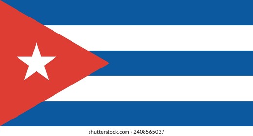Cuba flag. The official ratio. Flag icon. Standard color. Standard size. A rectangular flag. Computer illustration. Digital illustration. Vector illustration.