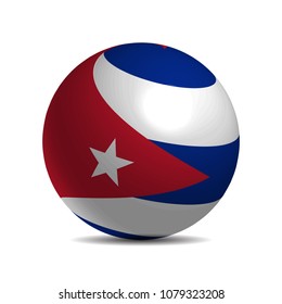 Cuba flag on a 3d ball with shadow